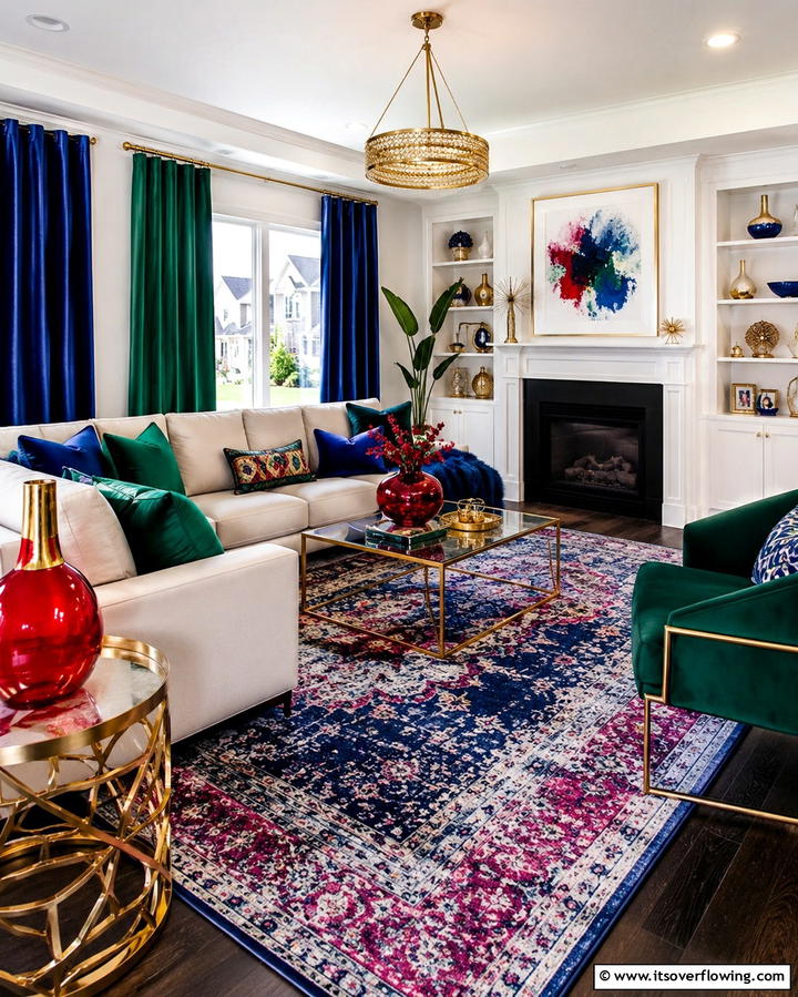 Pair with Jewel Toned Accessories - 25 Dark Brown Floor Living Room Ideas for Warmth