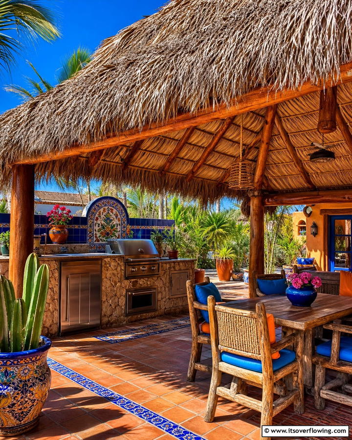 Palapa Roof Shelter - 20 Mexican Outdoor Kitchen Ideas for Vibrant Spaces