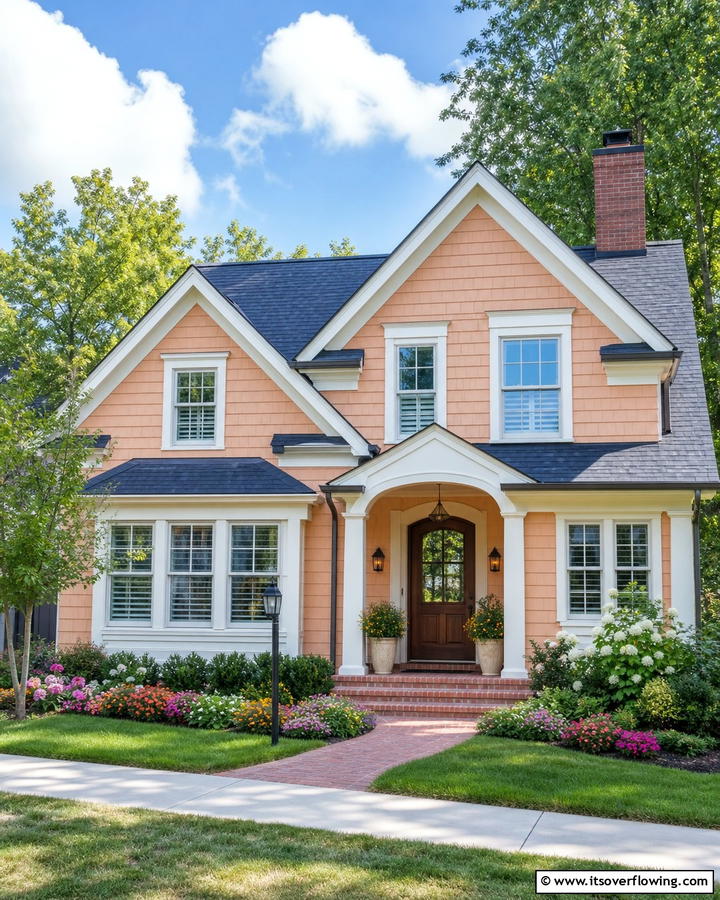 Pale Peach for a Subtle Pop of Warmth - 20 Home Designs Using Natural Clay Siding Colors