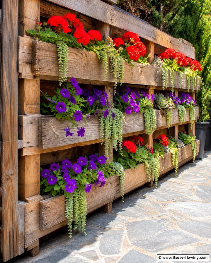 Pallet Fence with Built In Planters - 25 Pallet Fence Ideas for Eco-Friendly Landscaping