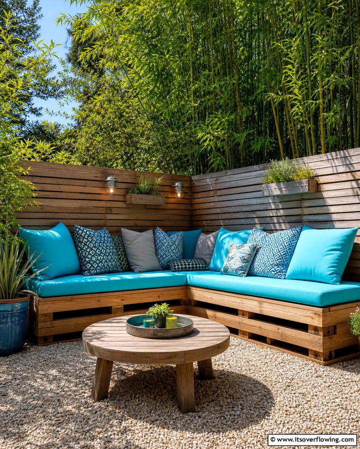 Pallet Fence with Built In Seating - 25 Pallet Fence Ideas for Eco-Friendly Landscaping