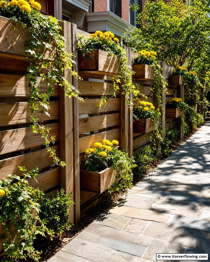 Pallet Fence with Planter Boxes - 25 Pallet Fence Ideas for Eco-Friendly Landscaping