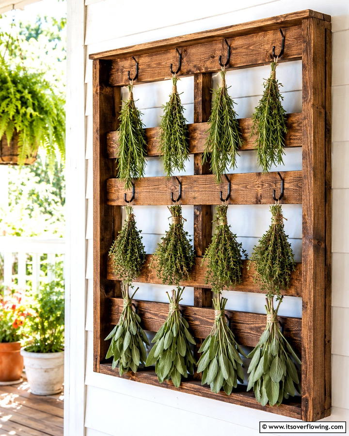 Pallet Hanging Herb Dryer - 25 Pallet Garden Ideas for a Creative Outdoor Space