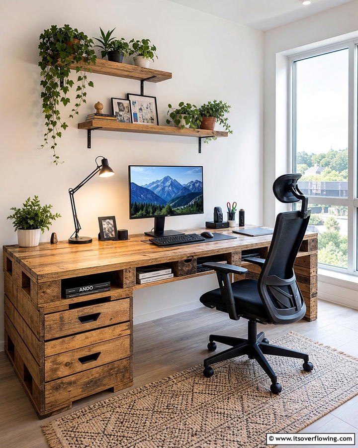 Pallet Home Office Desk - 21 Pallet Furniture Ideas for Eco-Friendly Home Upgrades