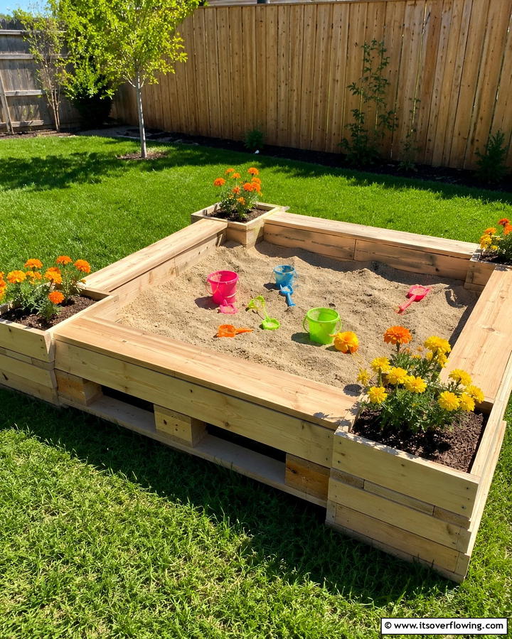 Pallet Sandbox with Planters - 25 Pallet Garden Ideas for a Creative Outdoor Space