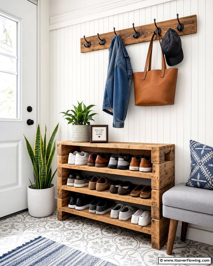 Pallet Shoe Rack - 21 Pallet Furniture Ideas for Eco-Friendly Home Upgrades