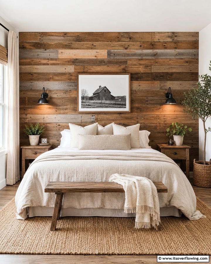 Pallet Wood Feature Wall - 21 Farmhouse Wall Decor Ideas for Rustic Charm and Warmth