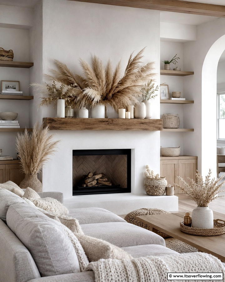 Pampas Grass Fireplace Mantel Decor - 25 Pampas Grass Decor Ideas for Boho Chic Spaces