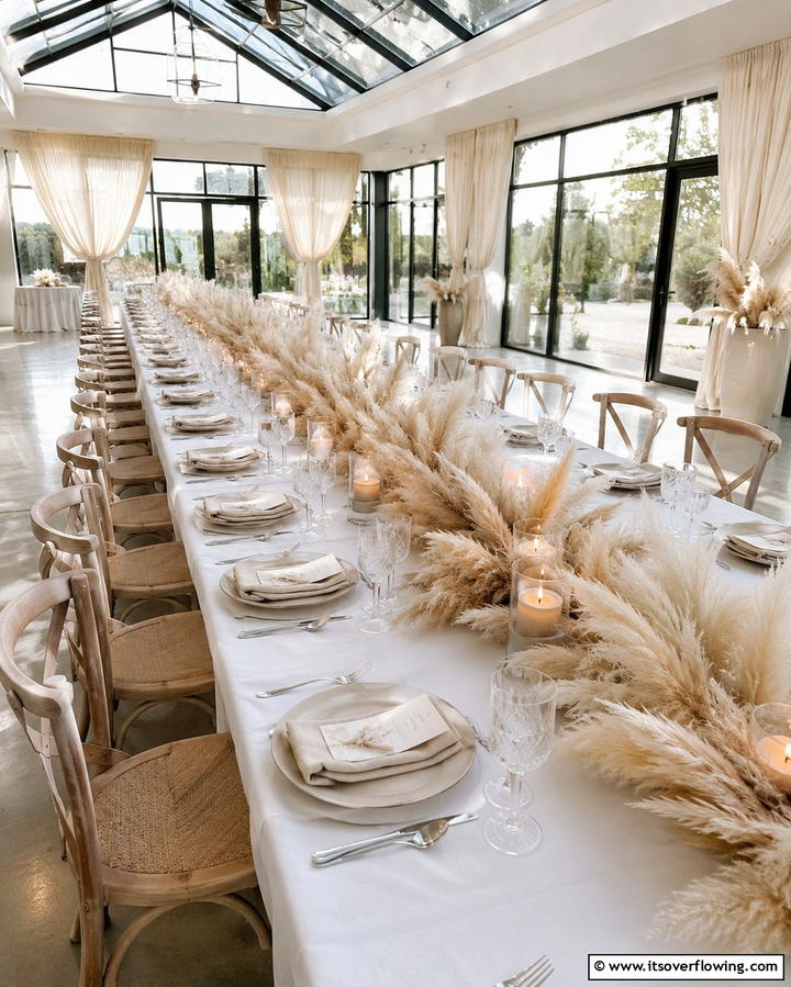 Pampas Grass Table Runners - 25 Pampas Grass Decor Ideas for Boho Chic Spaces