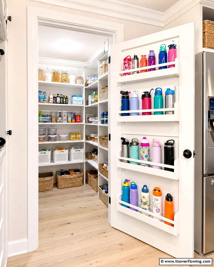 Pantry Door Shelving - 20 Clever Water Bottle Storage Ideas for a Clutter-Free Home