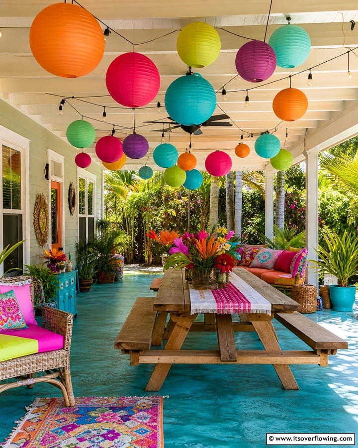 Paper Lanterns for Festive Decor - 20 Covered Patio Lighting Ideas for Outdoor Ambiance
