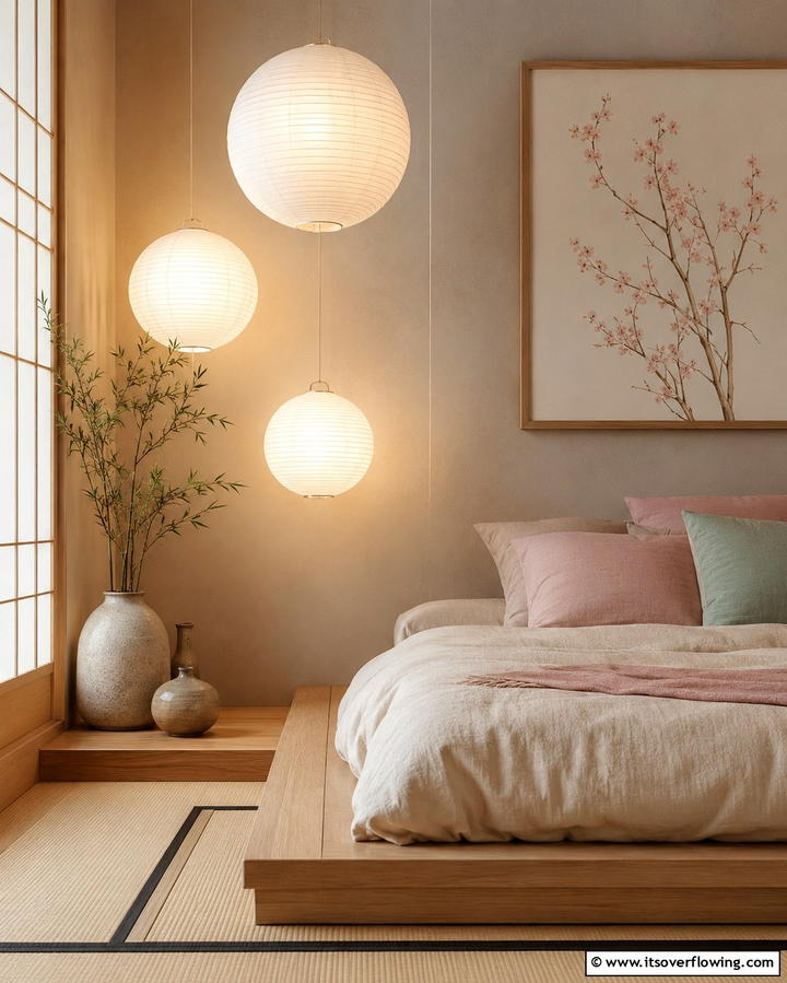 Paper Lanterns for Soft Illumination - 25 Small Bedroom Lighting Ideas to Brighten Your Space