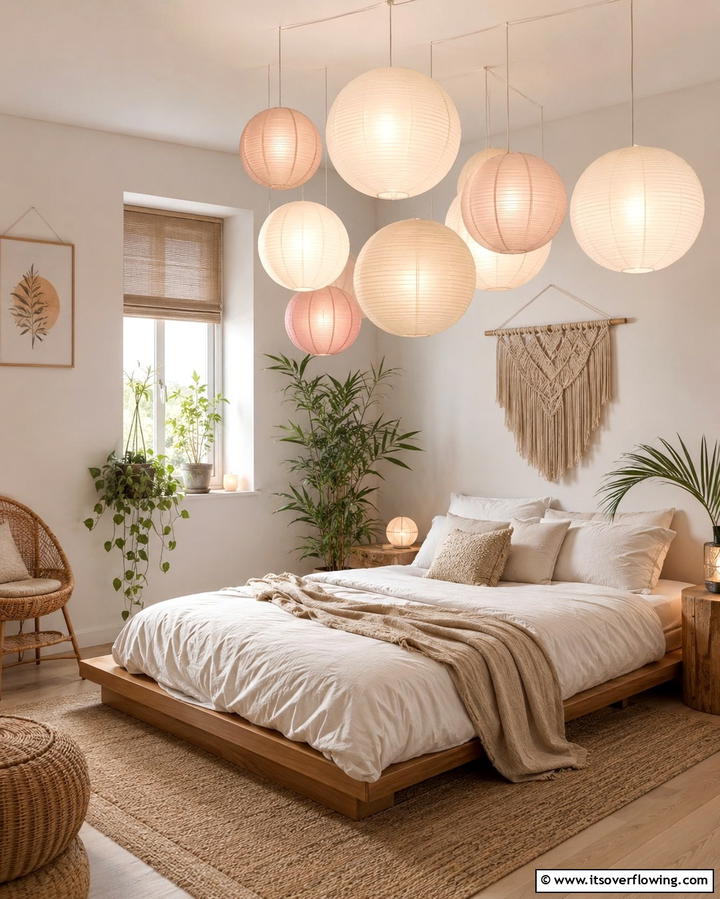 Paper Lanterns - 20 Small Bedroom Lighting Ideas for a Cozy and Inviting Space