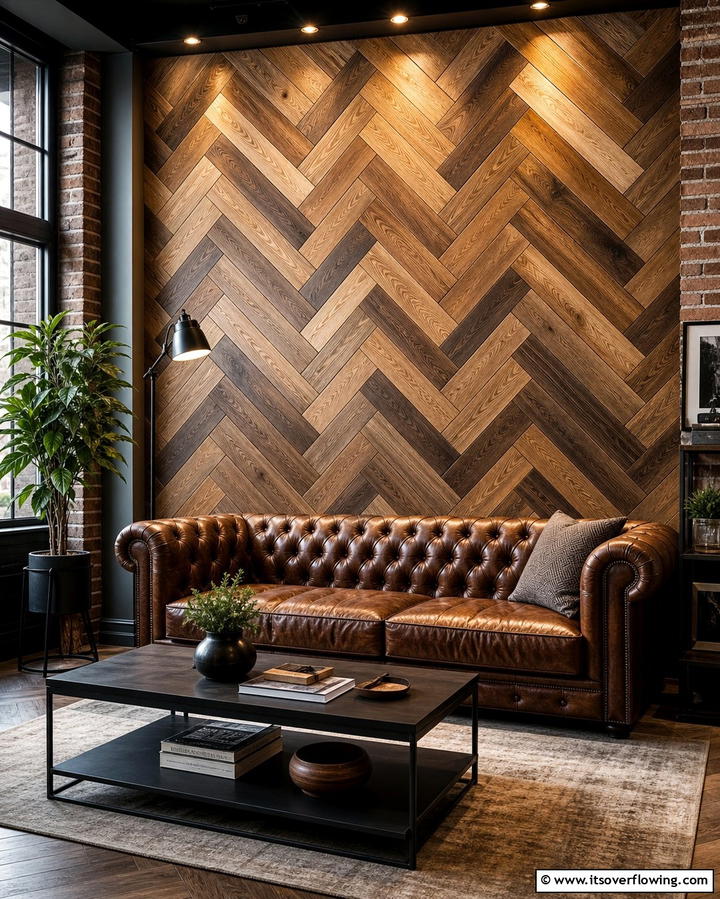 Parquet Inspired Wall - 25 Geometric Accent Wall Ideas for Modern Interiors