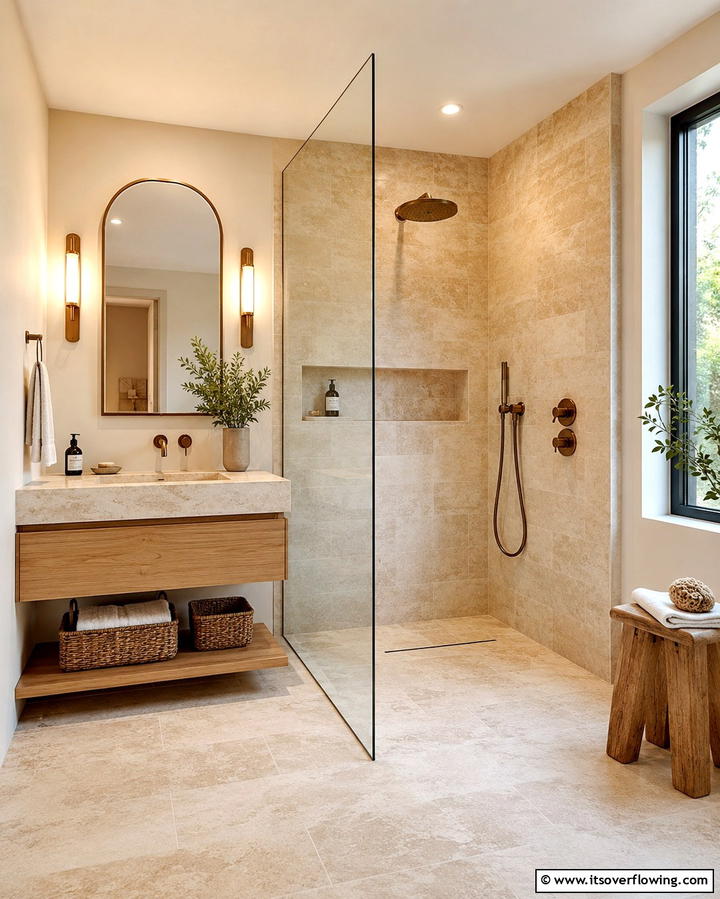 Partial Glass Partition - 25 Small Bathroom Walk-in Shower Ideas for Compact Spaces