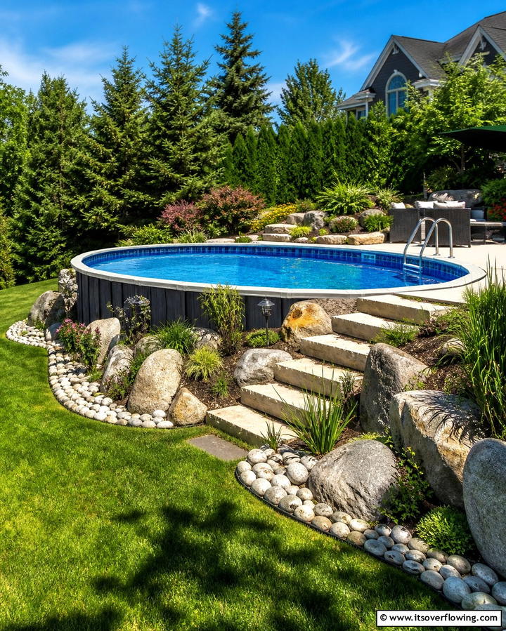 Partial In Ground Installation for a Streamlined Look - 25 Creative Above Ground Pool Ideas for Your Backyard