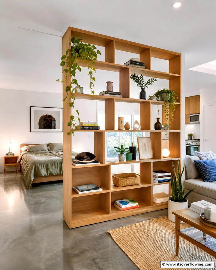 Partition Shelves - 20 Studio Furniture Ideas for Small Spaces