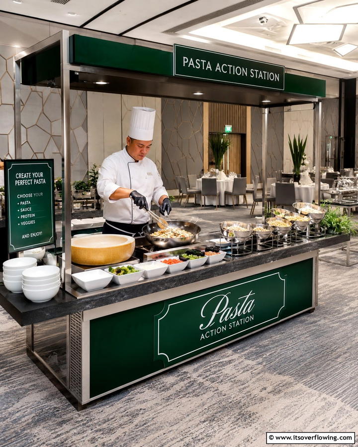 Pasta Action Station - 25 Wedding Buffet Ideas for a Memorable Reception