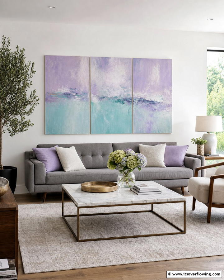 Pastel Artwork for a Creative Touch - 25 Pastel Living Room Ideas for a Soft and Cozy Space