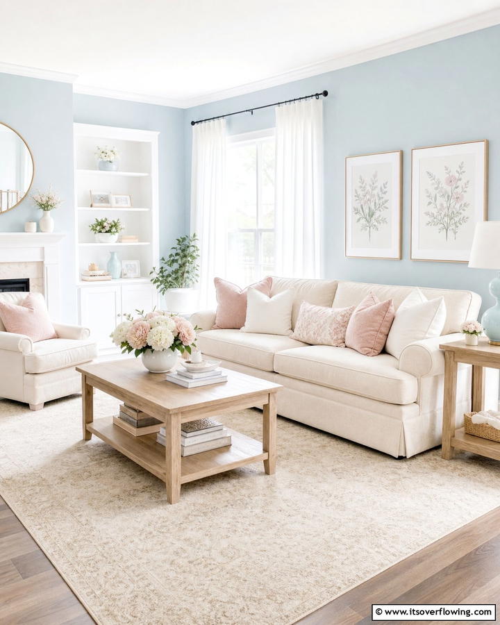 Pastel Blue Calm - 21 Refreshing Blue Living Room Ideas for Vibrant Spaces