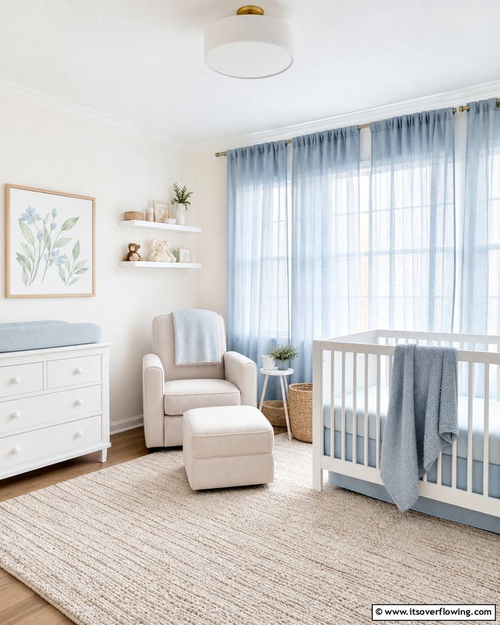 Pastel Blue Curtains - 25 Blue Nursery Ideas for a Calming and Serene Baby Room