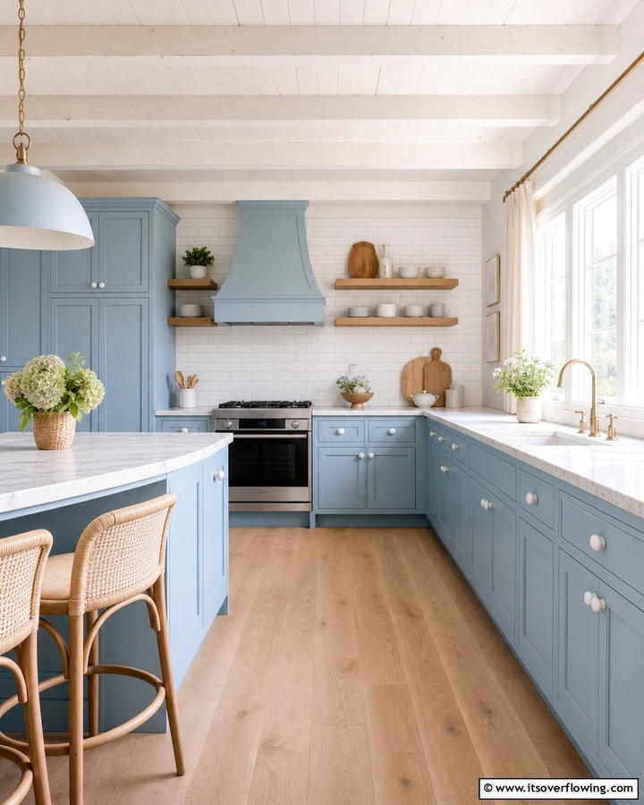 Pastel Blue Serenity - 21 Kitchen Cabinet Color Ideas for Bold & Subtle Styles
