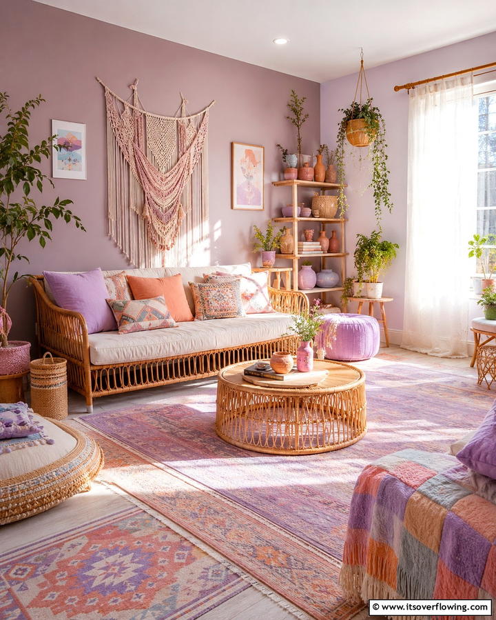 Pastel Bohemian Escape - 30 Soothing Pastel Room Ideas for a Calming Home Ambiance