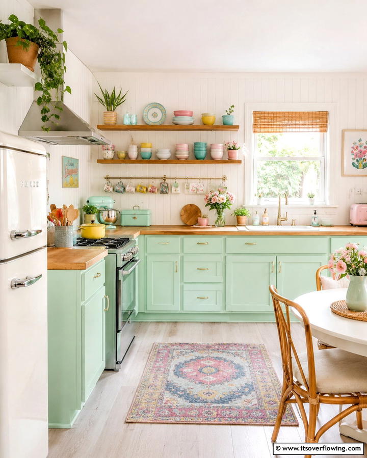 Pastel Cabinets for a Fresh and Cheerful Atmosphere - 25 Painting Kitchen Cabinet Ideas for a Fresh Look