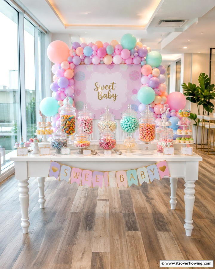 Pastel Candy Jar Decor - 30 Baby Shower Centerpiece Ideas for Adorable Themes