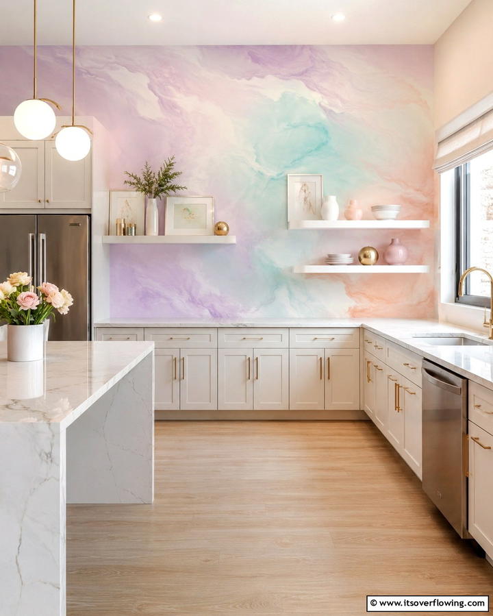 Pastel Color Palette - 30 Kitchen Wallpaper Ideas- Bold Backsplashes & Accent Walls