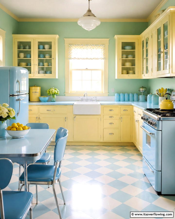 Pastel Color Palettes - 30 Vintage 1930s-1940s Kitchen Design Ideas & Inspiration