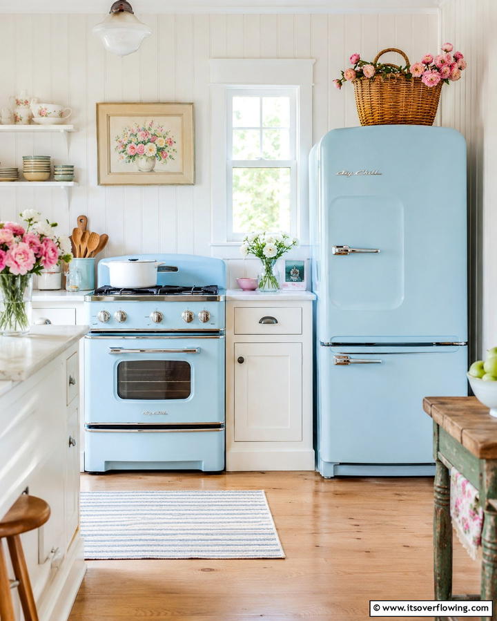 Pastel Colored Appliances - 25 Vintage Kitchen Ideas for a Classic Culinary Space