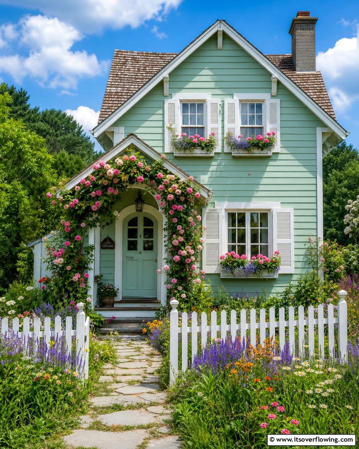Pastel Colored Facades - 20 Charming Cottagecore House Exterior Ideas