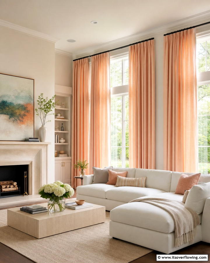 Pastel Curtains to Frame Your Space - 25 Pastel Living Room Ideas for a Soft and Cozy Space