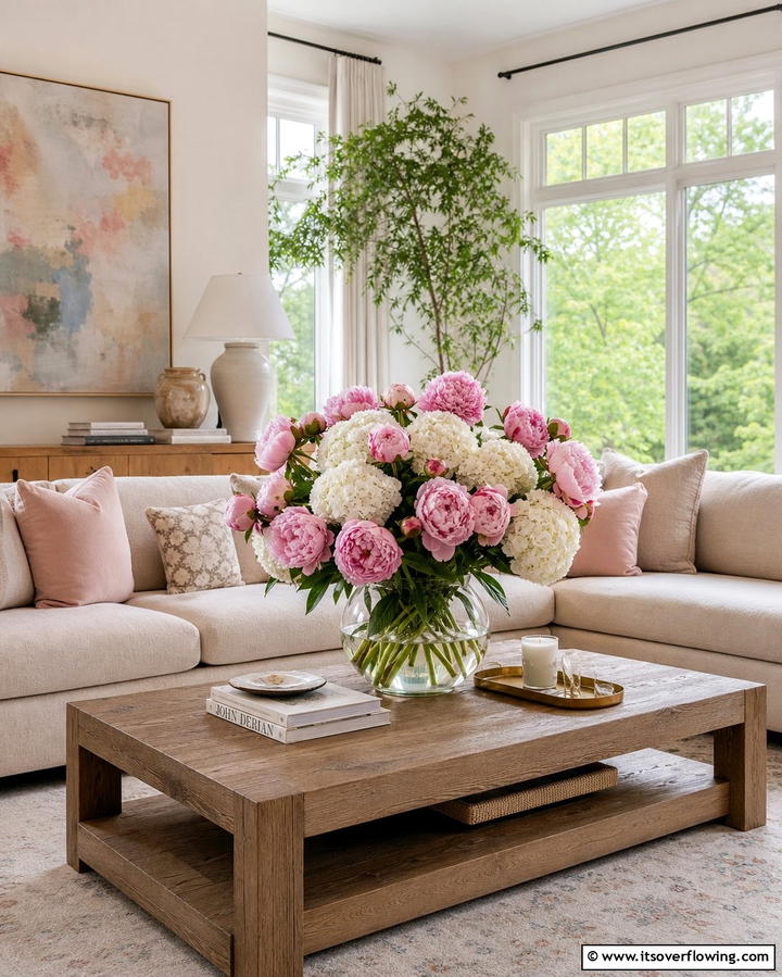 Pastel Floral Arrangements for Natural Beauty - 25 Pastel Living Room Ideas for a Soft and Cozy Space