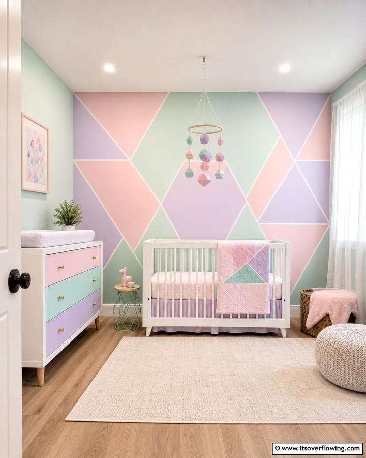 Pastel Geometric Designs - 30 Nursery Accent Wall Ideas for a Charming Baby Room