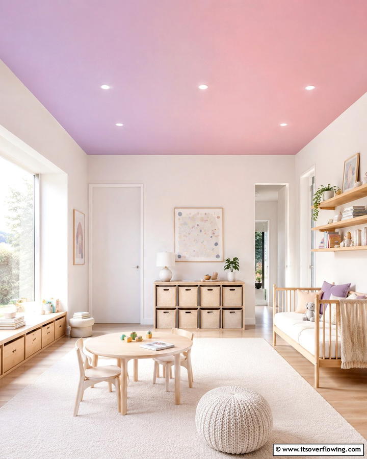 Pastel Gradient Ceiling - 30 Creative Ceiling Paint Ideas to Transform Any Room’s Ambiance