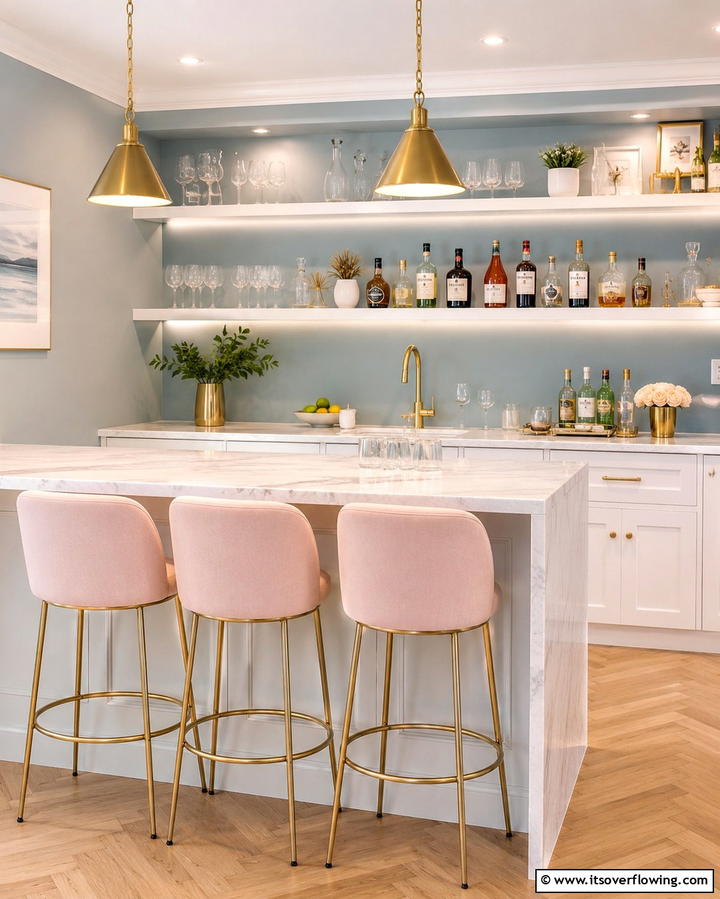 Pastel Home Bar Vibes - 30 Soothing Pastel Room Ideas for a Calming Home Ambiance