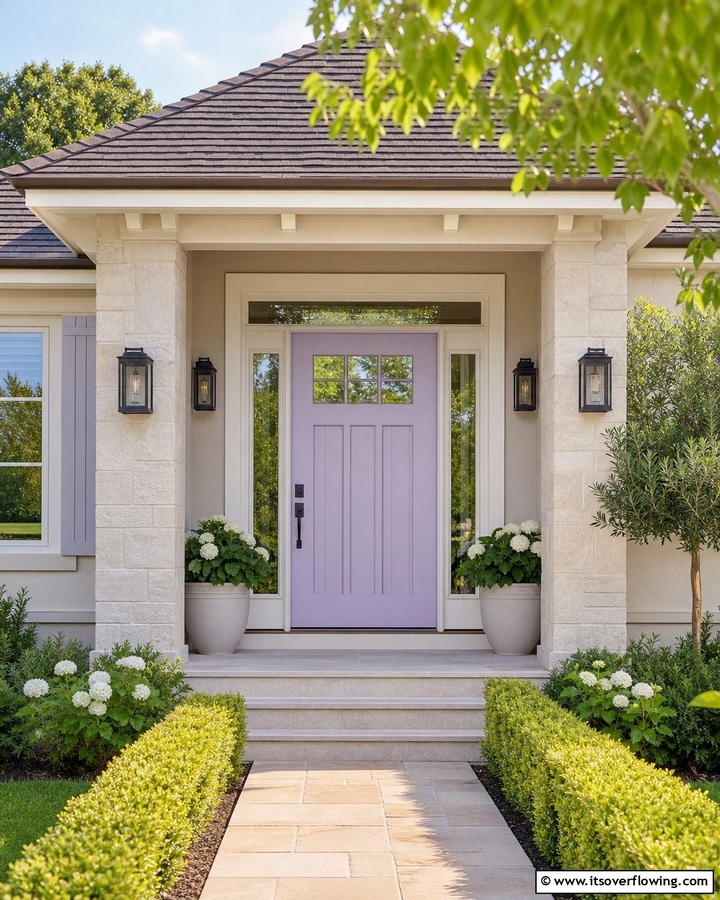 Pastel Lavender for a Subtle Look - 20 Lavender Front Door Ideas for a Welcoming Entrance