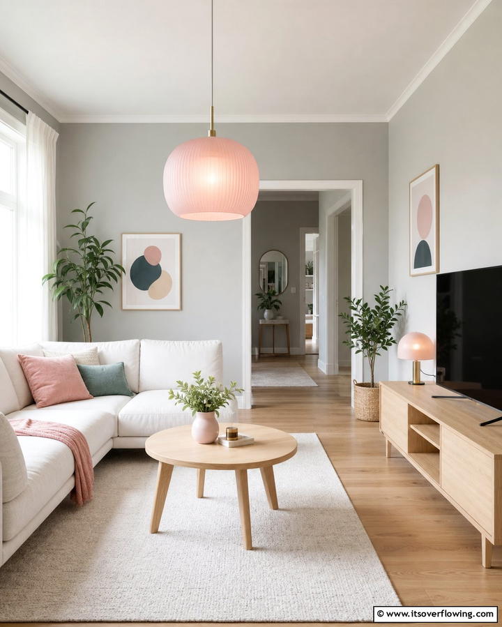 Pastel Lighting Fixtures for Subtle Charm - 25 Pastel Living Room Ideas for a Soft and Cozy Space