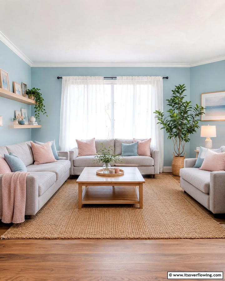 Pastel Living Room Oasis - 30 Soothing Pastel Room Ideas for a Calming Home Ambiance