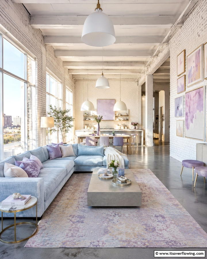 Pastel Loft Sophistication - 30 Soothing Pastel Room Ideas for a Calming Home Ambiance