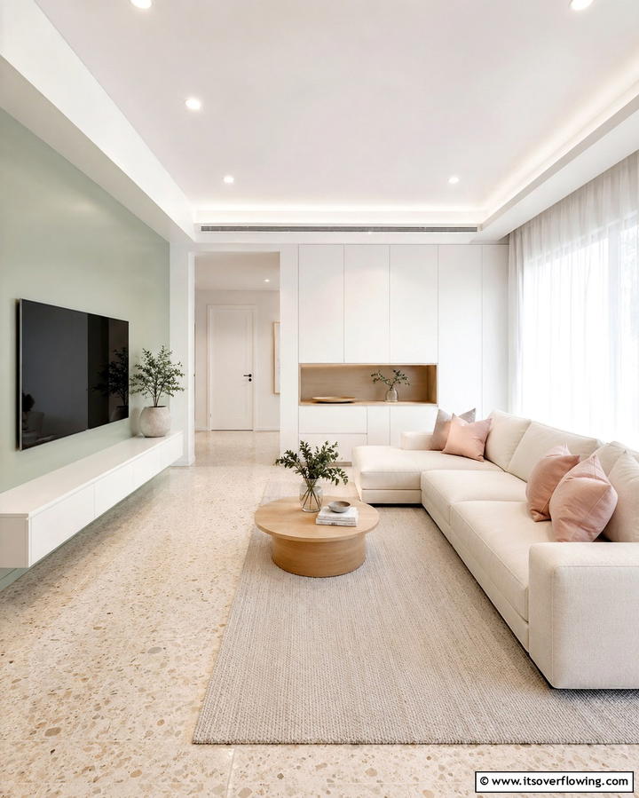 Pastel Modern Minimalist Space - 30 Soothing Pastel Room Ideas for a Calming Home Ambiance