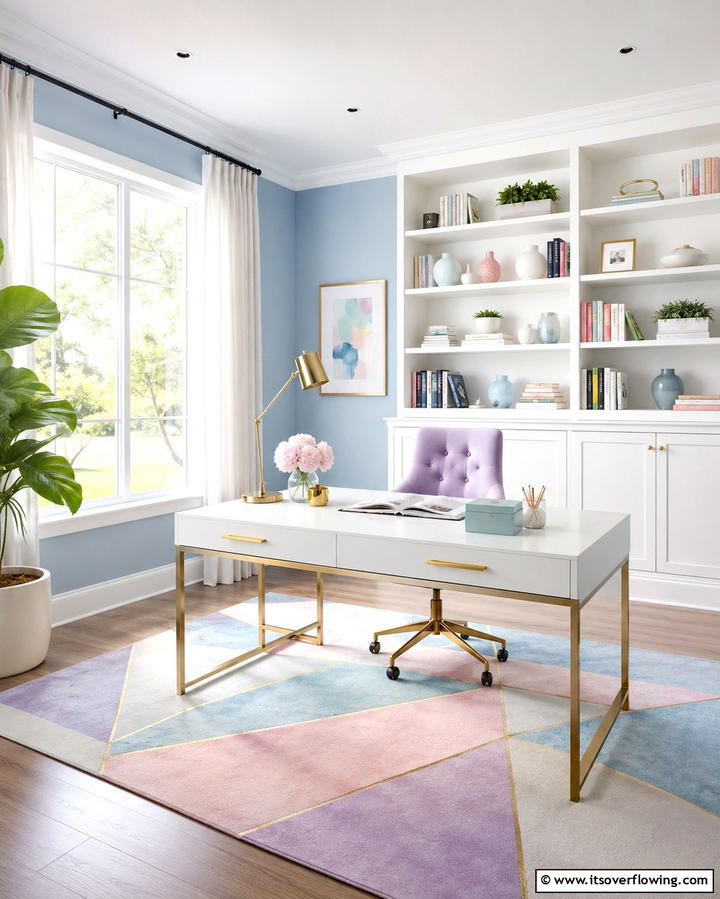 Pastel Office Inspiration - 30 Soothing Pastel Room Ideas for a Calming Home Ambiance