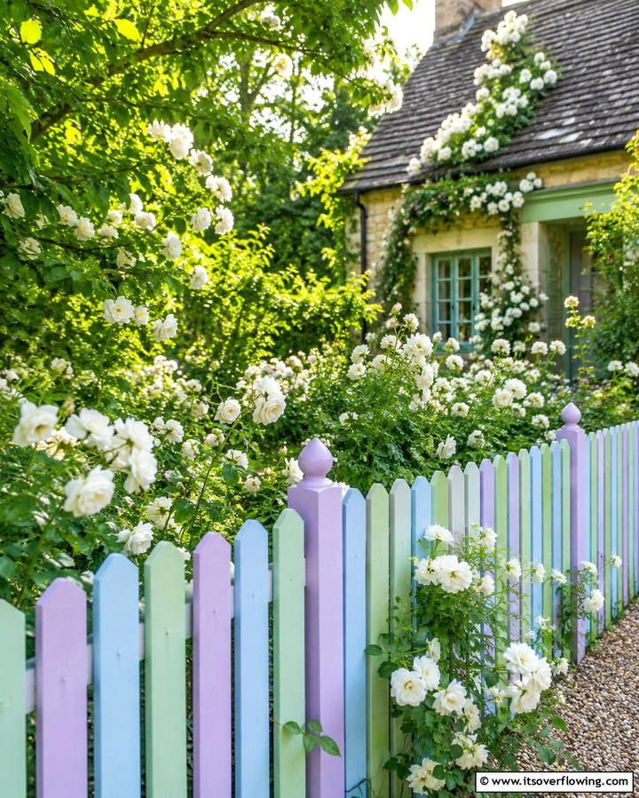 Pastel Palette Fence - 25 Fence Painting Ideas to Refresh Your Outdoor Space