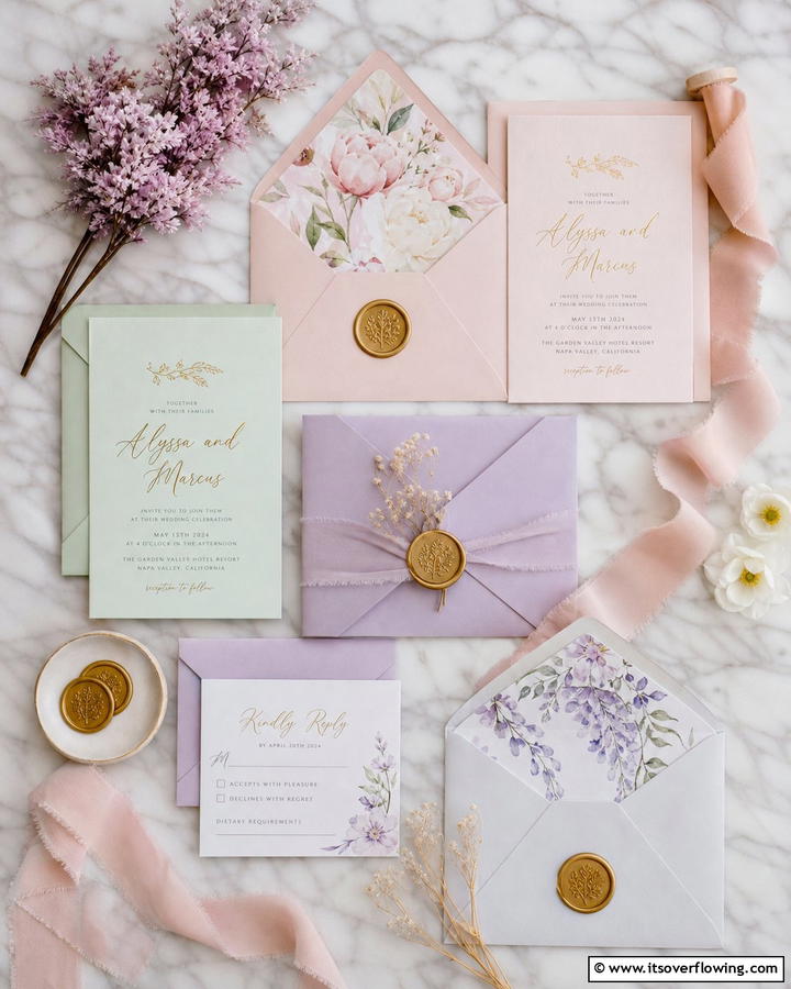 Pastel Palette Invitations - 21 Spring Wedding Theme Ideas for Fresh Celebrations