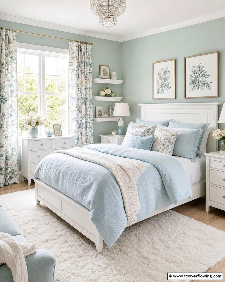 Pastel Paradise - 20 Blue and Green Bedroom Ideas- Calming Color Schemes