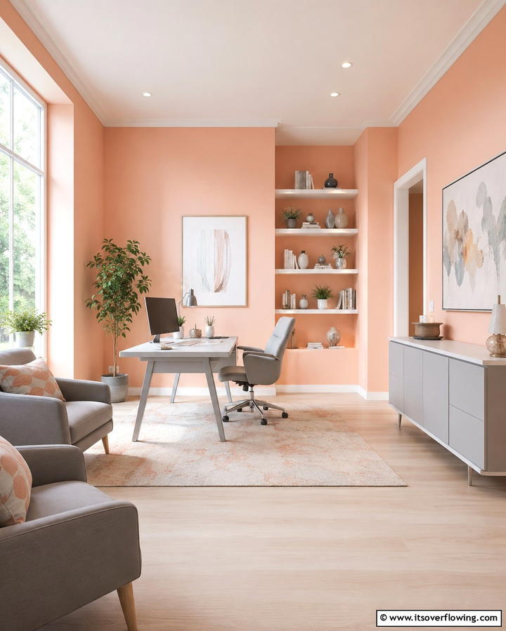 Pastel Peach Softness - 30 Home Office Paint Colors- Boost Productivity & Style