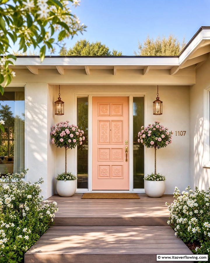 Pastel Peach - 30 Retro Mid-Century Front Door Colors to Boost Curb Appeal