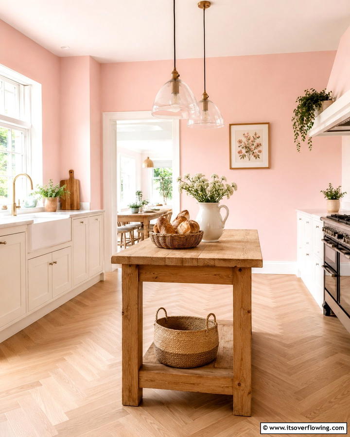 Pastel Pink Walls - 30 Pink Kitchen Ideas to Refresh Your Cooking Space